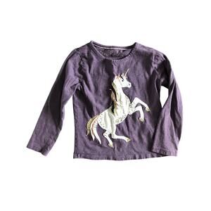 Mini Boden Unicorn Applique L/S Shirt Size 4-5